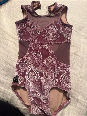 Girls Velvet Mauve Patterned Dance Leotard